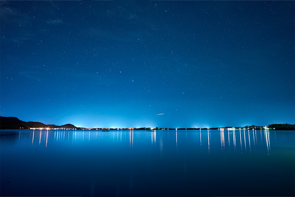 久美浜湾　星空　流れ星　景色　星景写真